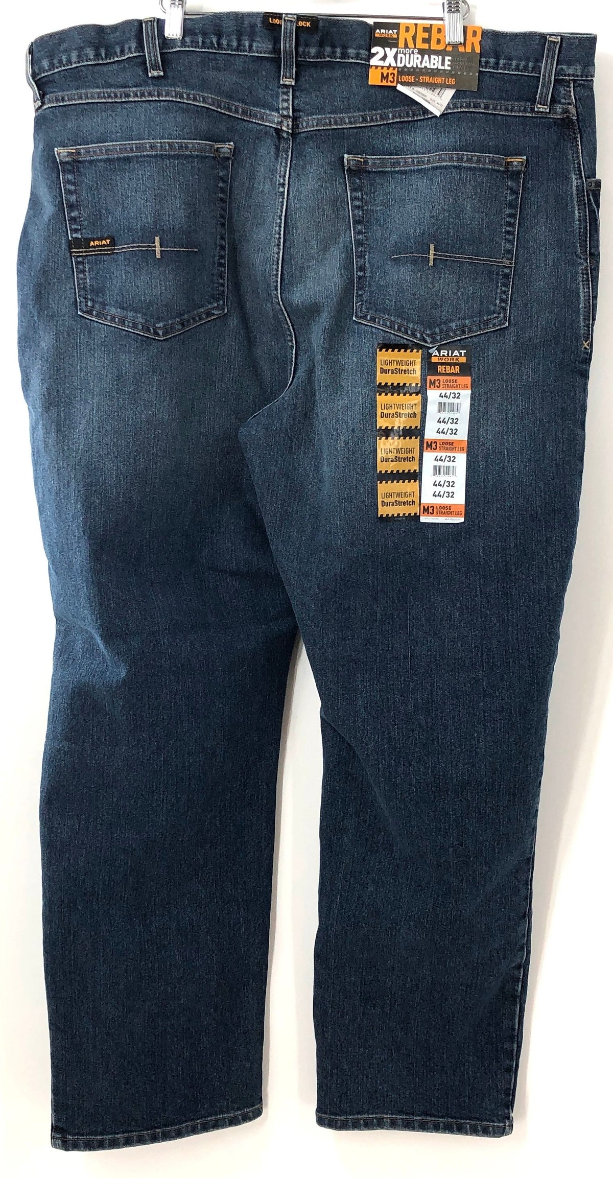 Ariat Men's Rebar M3 Loose Straight Leg DuraStretch Work Jeans Blue Sz 44x32 NWT
