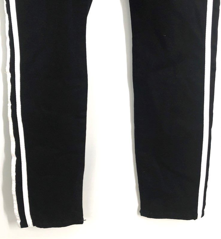 7 For All Mankind Women's Black The Ankle Skinny White Side Stripe Jeans Sz 27