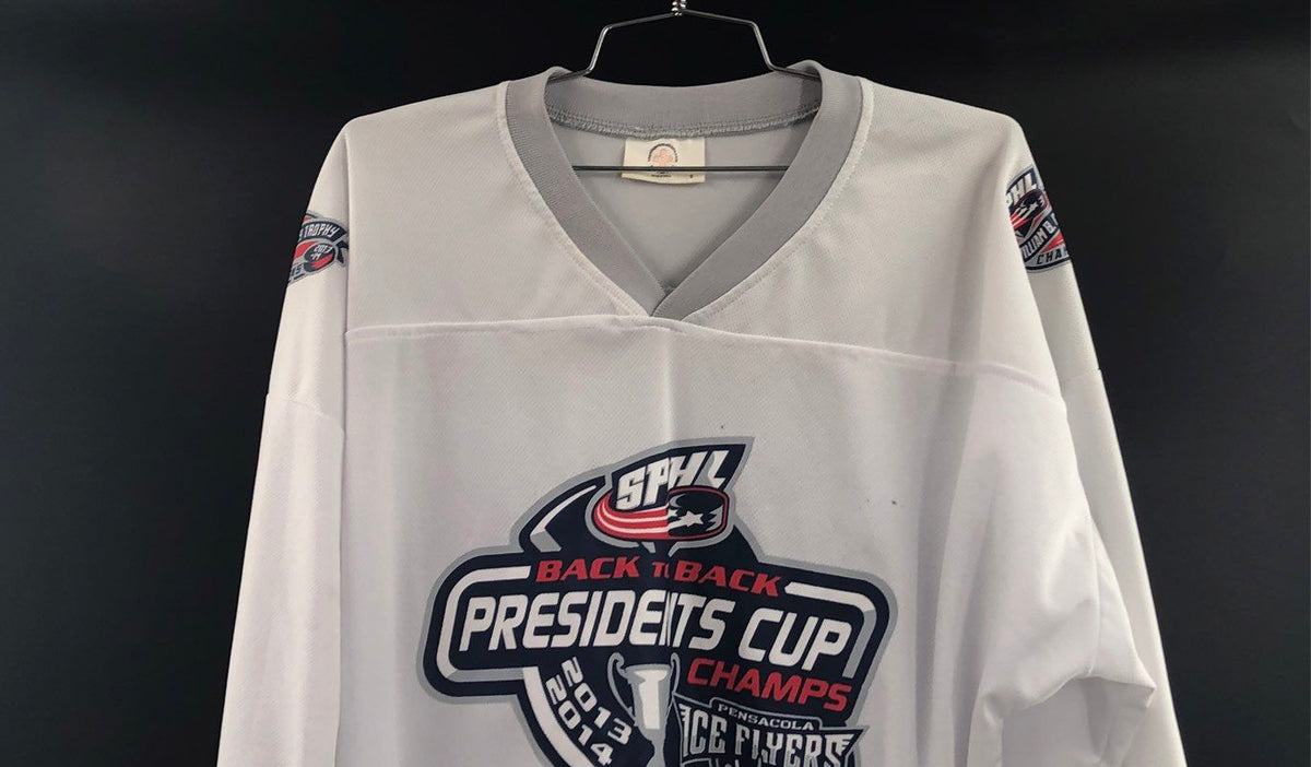Coyote Promotions Pensacola Ice Flyers Signed Hockey Jersey Presidents Cup Small