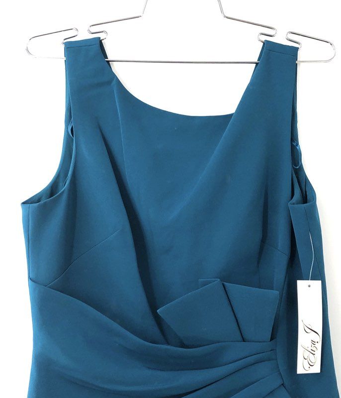 Eliza J Women's Teal Gown Dress NWT Sleeveless Ruffle Cascade Formal Sz 8