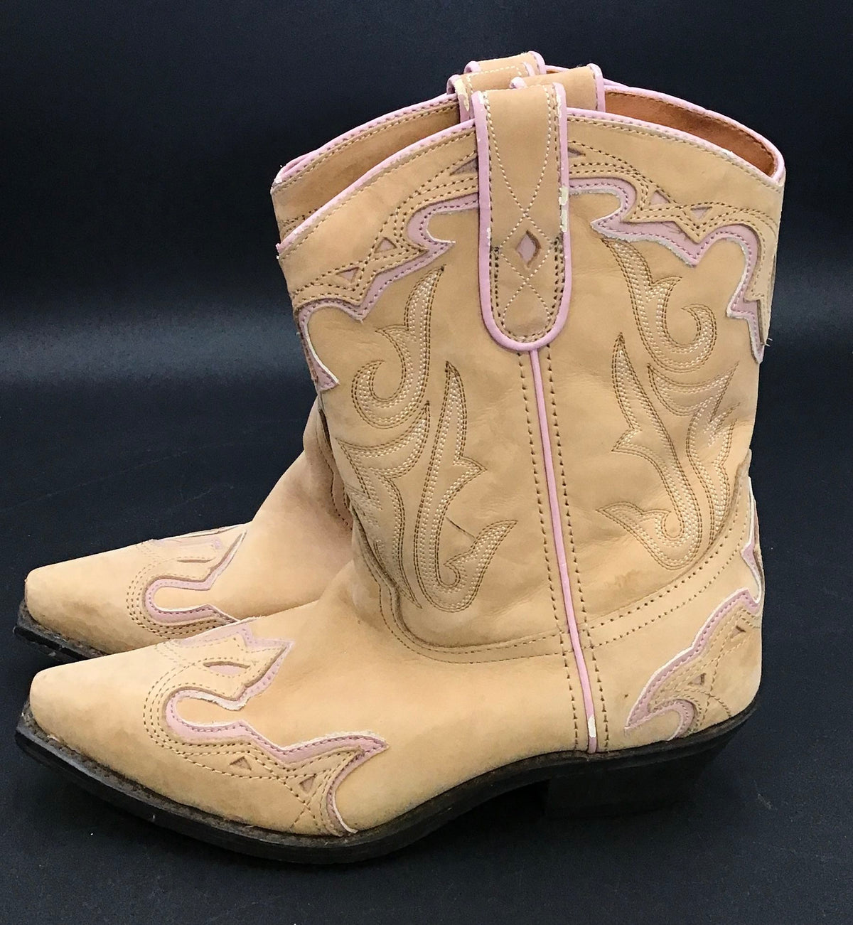 Women&#39;s Tan Leather Cowboy Western Boots - Size 8M