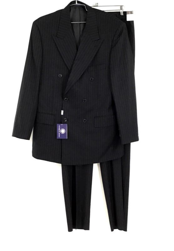 NWT Vittorio St. Angelo Men&#39;s Black 2 Piece Suit Pant Set - Size 40RX34W