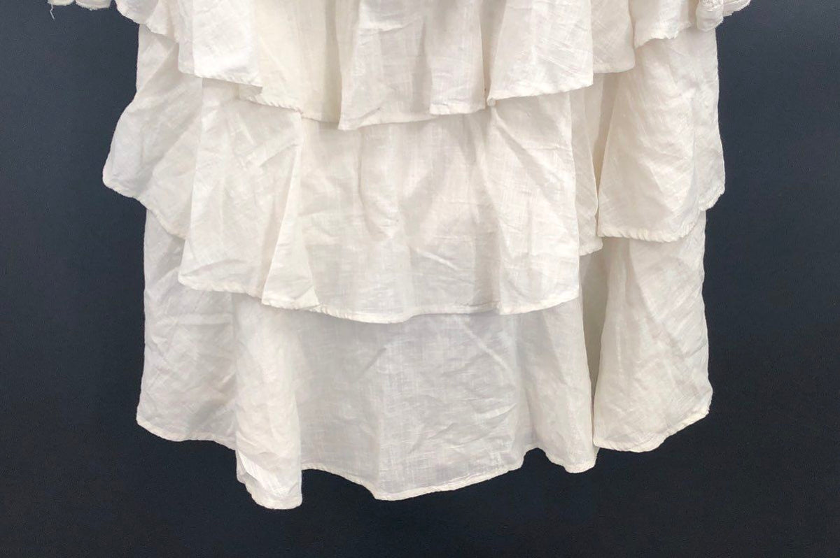 Chelsea & Theodore Women's Off White Ruffle Tiered Smocked Cotton Dress Sz 2X