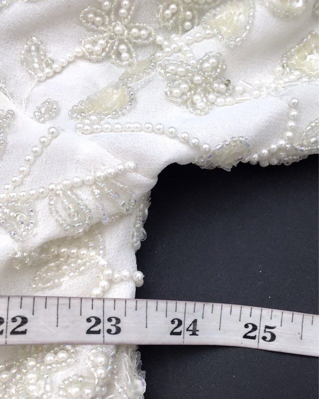Lawrence Kazar Women's Vintage 90s Ivory Beaded Sequin Formal Dress Sz 2X NWT
