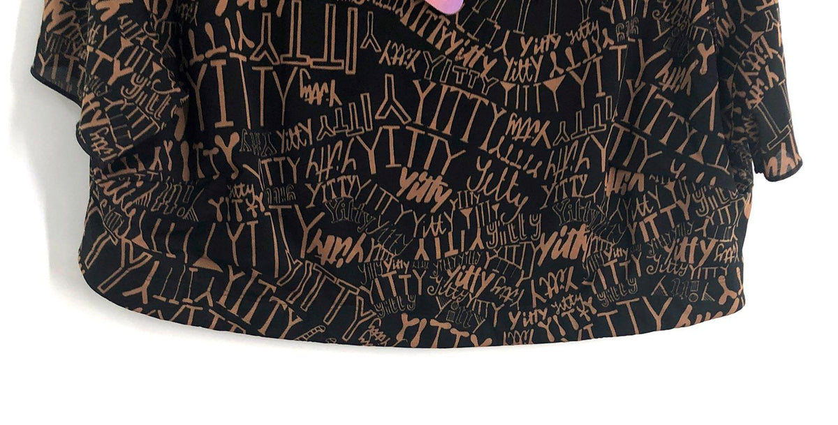 Yitty Lizzo Women's Smoothing Midi Top Black Tan Logo Print Mesh NWT Sz 6X