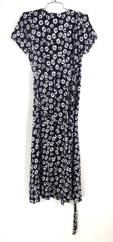 Gap Women's Navy Blue Daisy Floral Short Sleeve Wrap Midi Dress NWT Sz S