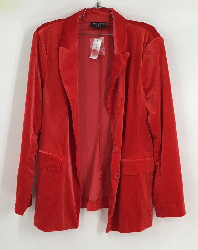 NWT Lane Bryant Womens Red Collared Single-Breasted Blazer - Size 18