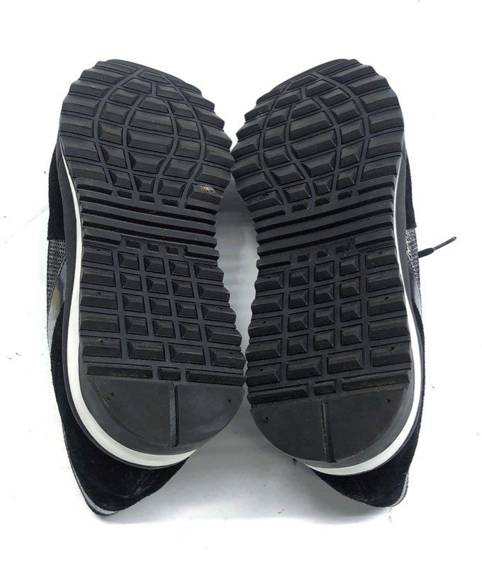 Sesto Meucci Black Silver Metallic Shimmer Lace Up Sneakers Women's Size 8M