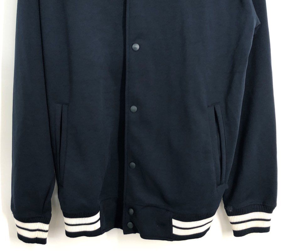 Polo Ralph Lauren Men's Navy Blue Cotton Striped Varsity Bomber Jacket Sz XL