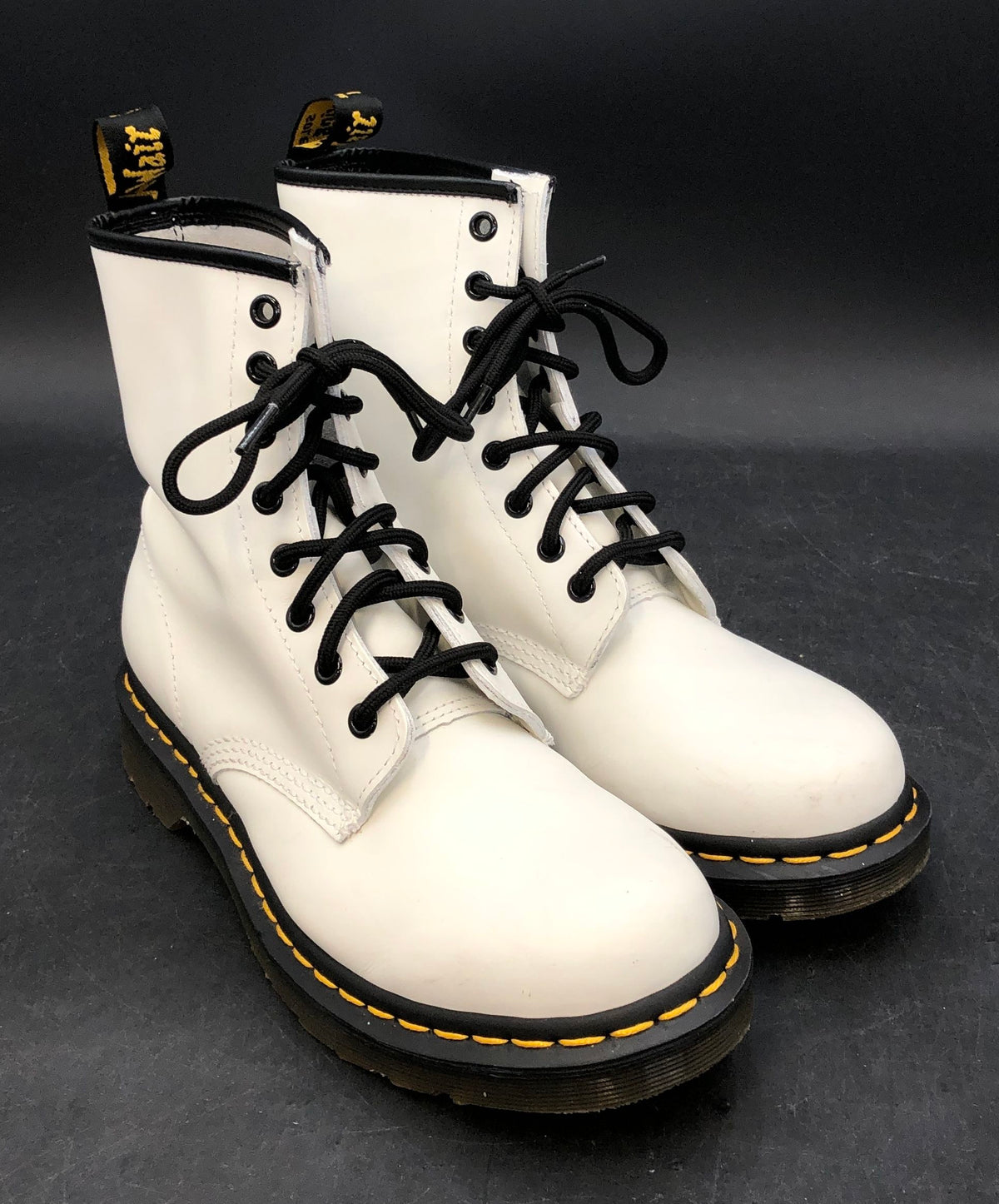 Dr. Martens 1460 W White Leather 8-Eye Lace Up Boots Women Size 8
