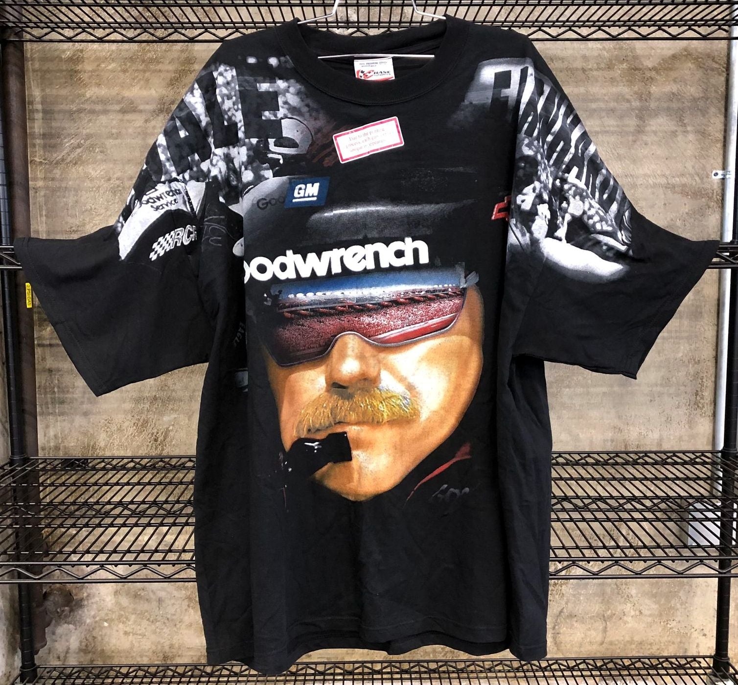 Vintage 90s Dead Stock NASCAR Dale Earnhardt Black All Over Print T-Shirt - 2XL