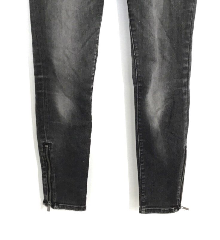 Athleta Women's Faded Black Ankle Zip Skinny Stretch Denim Jeans Sz 6