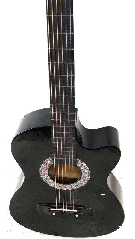 Lagrima Black 6-String Acoustic Guitar With Stand