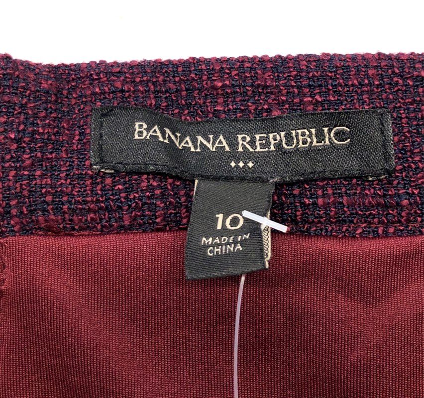 Banana Republic Women's Burgundy Textured Faux Wrap Pencil Skirt NWT Size 10