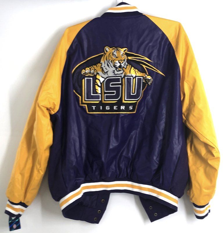 Vintage Steve & Barry's LSU Tigers Varsity Jacket Wool Faux Leather NWT Sz M