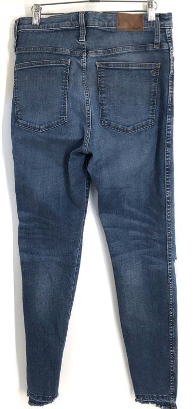 Madewell Women's 10" High-Rise Skinny Jeans Blue Distressed Ripped Raw Hem Sz 30