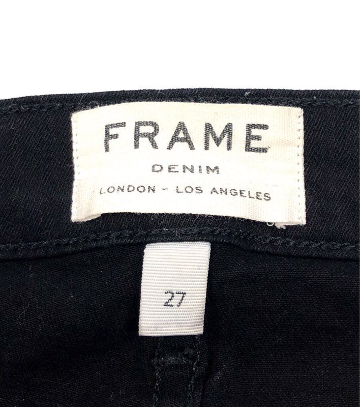 FRAME Women's Black Le Skinny de Jeanne Jeans Raw Released Frayed Hem Sz 27