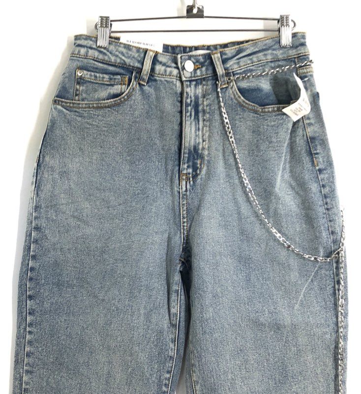 WeWoreWhat Women's High Rise Dad Jeans Light Vintage Blue Chain Accent NWT 26