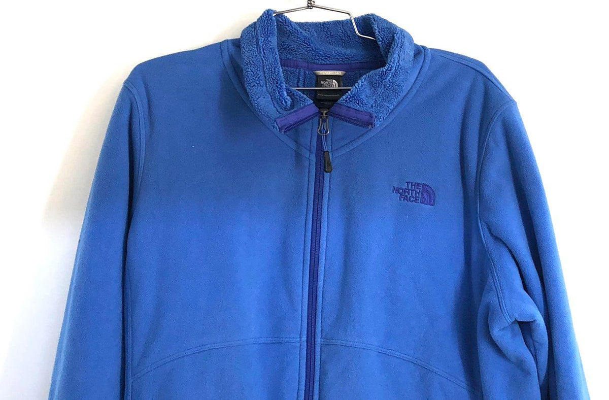 The North Face Women's Blue Full Zip Fleece Jacket High Pile Collar Sz XL