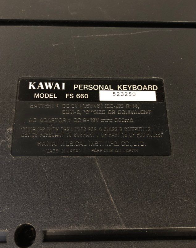 Kawai FS660 Personal Electronic Keyboard 49-Key Vintage 80s Programmable