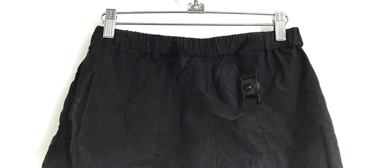 John Elliott Men's Black Belted Twill Shorts Elastic Waist Sz 0