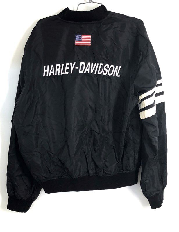 Vintage 90s Harley Davidson Number 1 Logo Bomber Jacket Made in USA Sz M