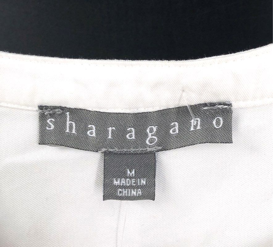 Sharagano Women's White Sleeveless Button Front Ruffle Hem Dress NWT Sz M