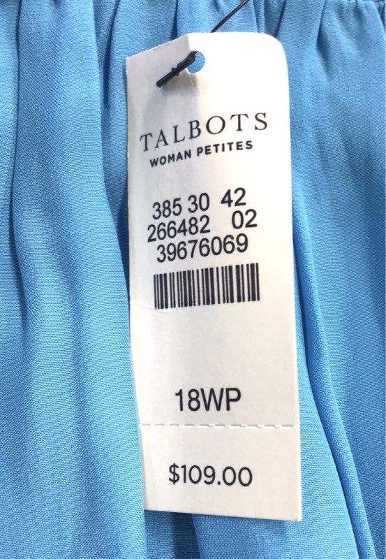 NWT Talbots Women's Blue Silk Blouse - Size 18WP