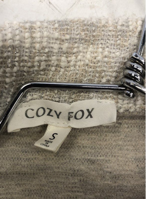 Cozy Fox Women's Asymmetrical Zip Moto Jacket Cream Textured Tweed Sz S