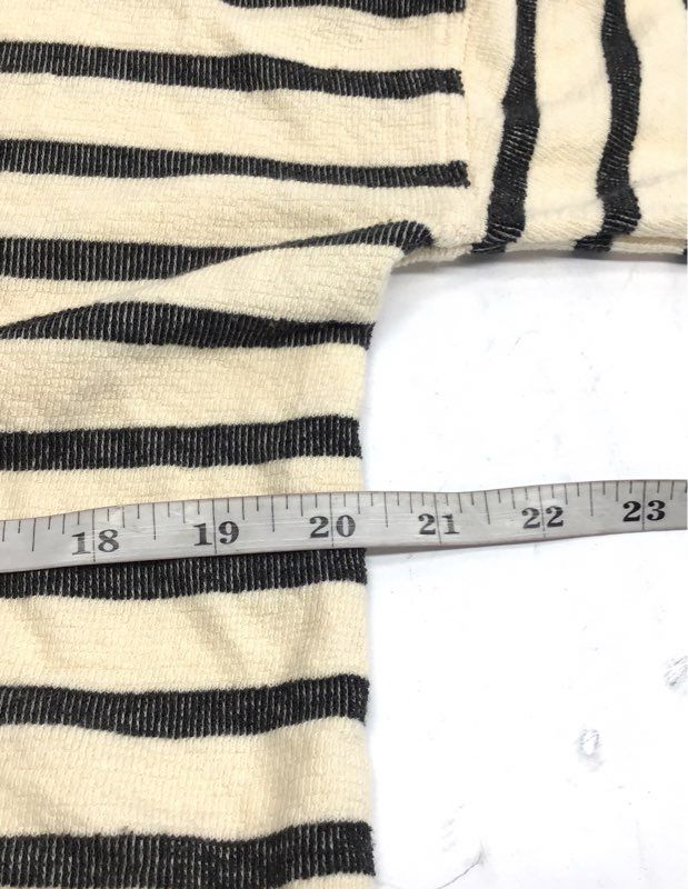 Madewell Women's Striped Hooded Pullover Shirt Cream Navy Pockets XXS