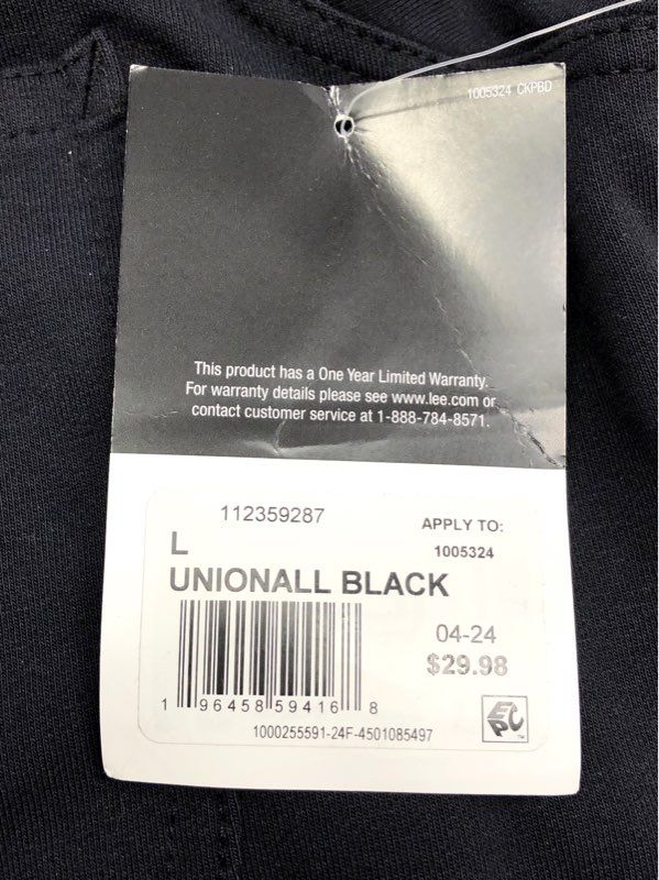 Lee Men's Black Unionall Stretch Workwear Chore Shirt Jacket Size L NWT