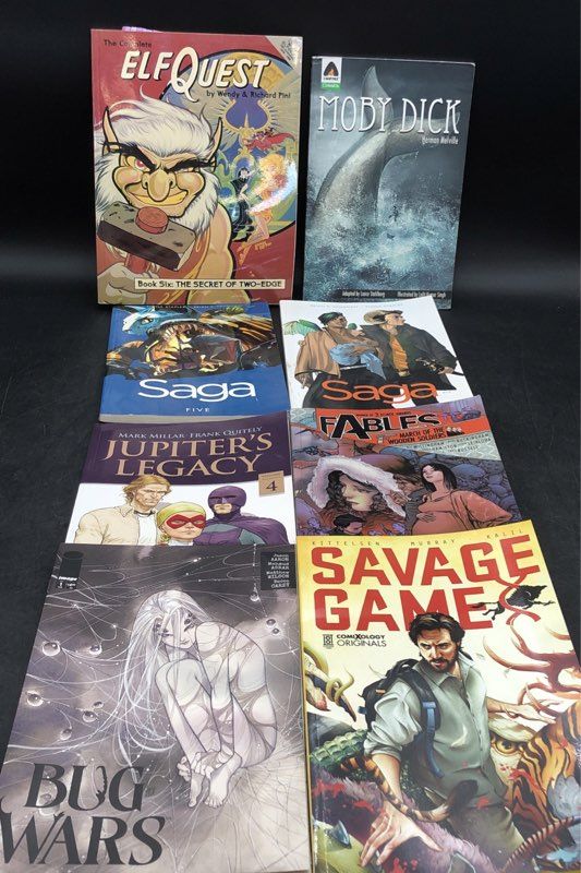 Saga Vol 1 5 + Elfquest Fables 8 Graphic Novel TPB Comic Book Lot Image