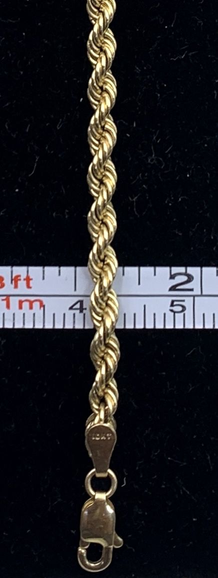 Terrific 10K Yellow Gold 7" Rope Bracelet 1.67g