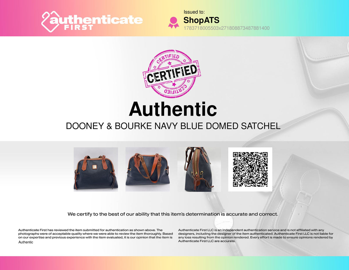 Dooney & Bourke Navy Blue\Brown Leather Domed Satchel Bag (+COA)
