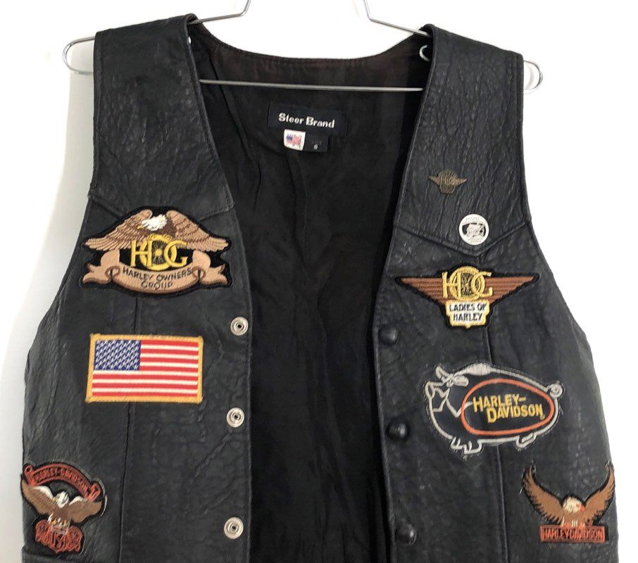 Steer Brand Women's Leather Harley-Davidson RGV Chapter HOG Vest Vintage Sz S
