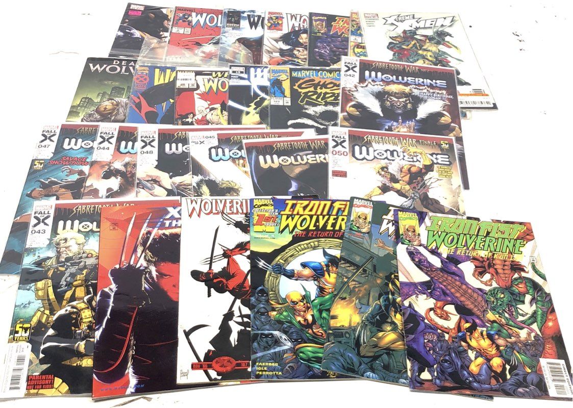 Wolverine Comic Book Lot Marvel 1980s-2024 Superhero Sabretooth War 28 Comics