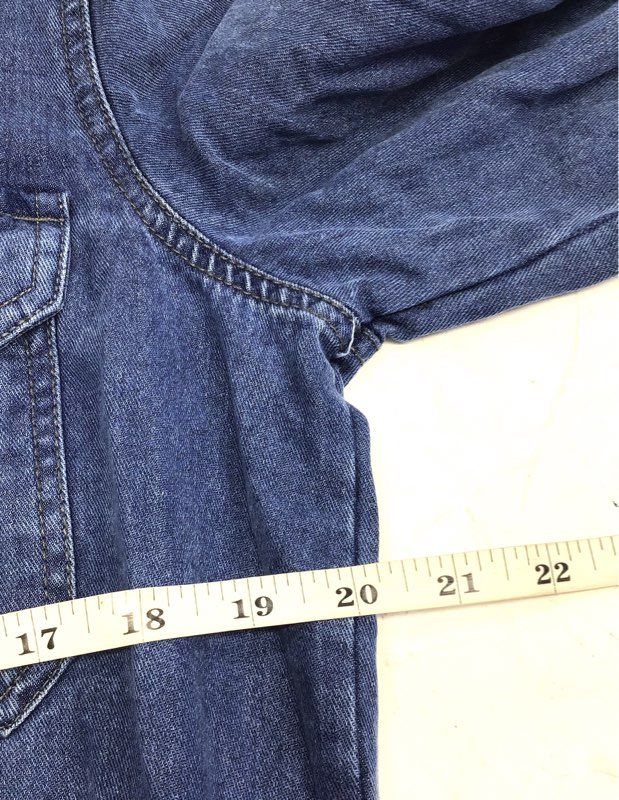 Mango Women's Peto Boat Blue Denim Romper Playsuit Long Sleeve NWT Sz M