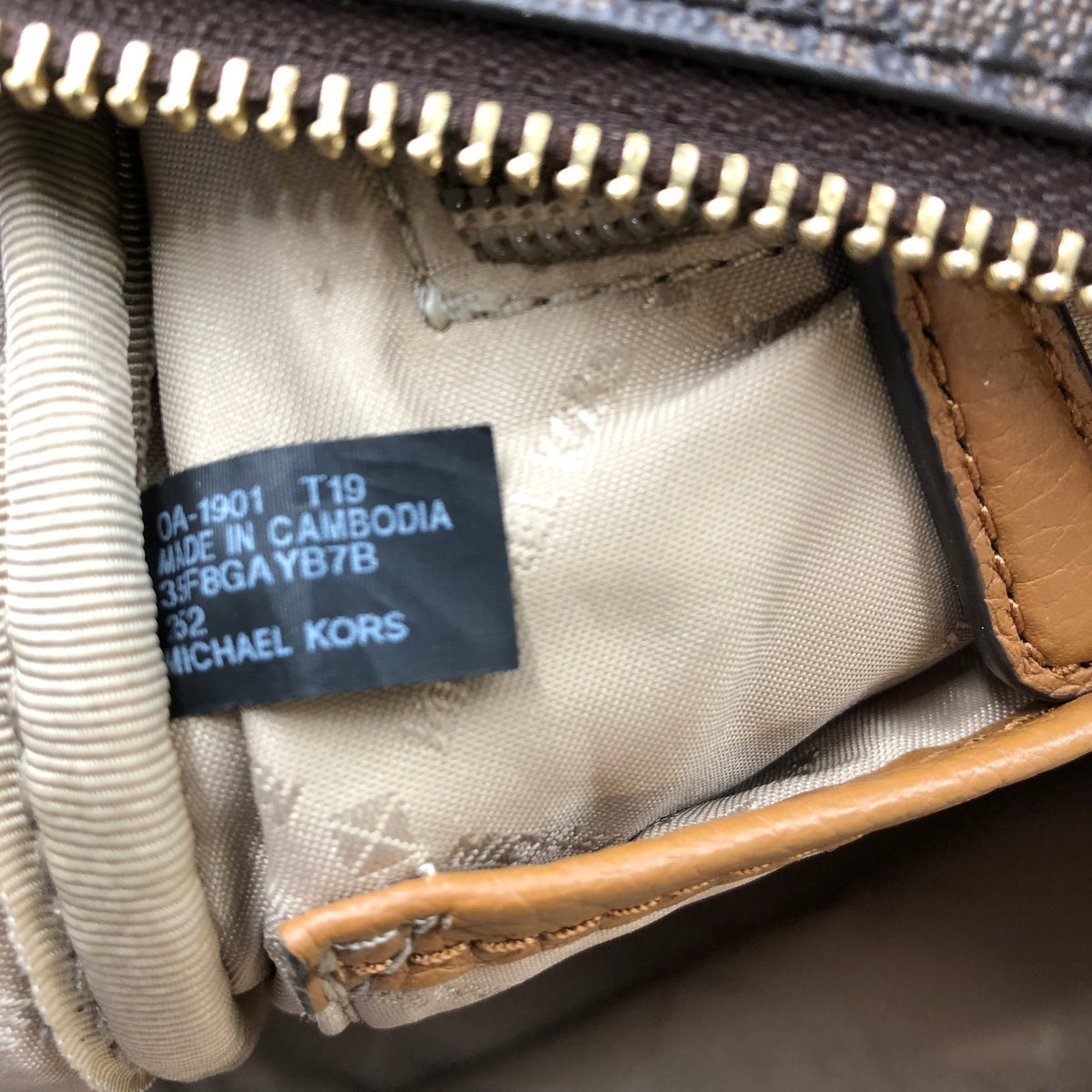Michael Kors Brown Signature Print Pacey Backpack Gold Hardware COA