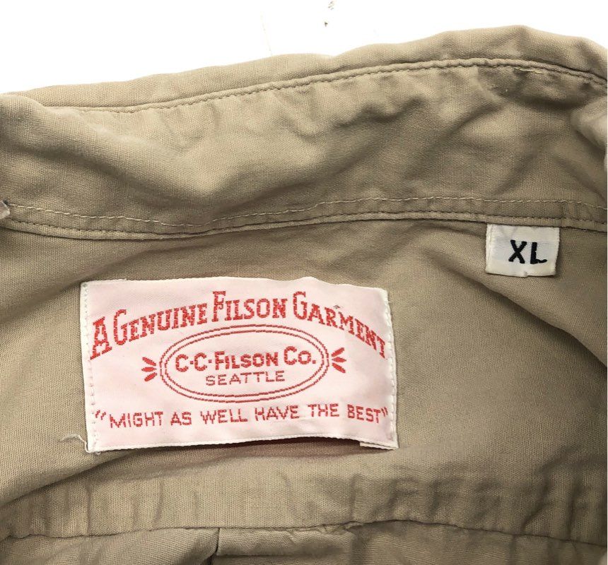 Filson Men's Tan Cotton Long Sleeve Field Safari Button Down Shirt XL
