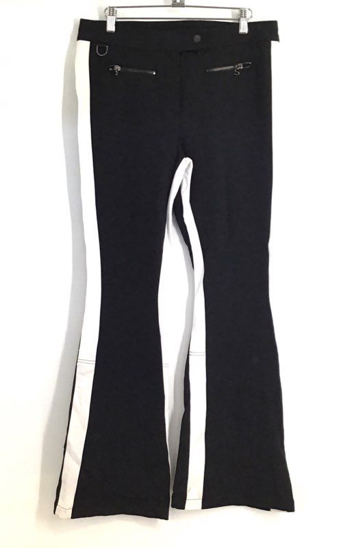Erin Snow Women's Black White Side Stripe Flared Racer Ski Pants Sz 12