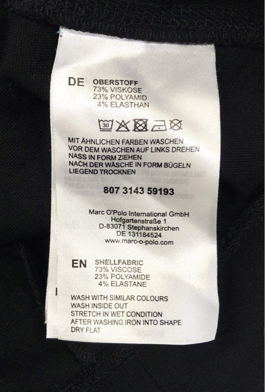 Marc O'Polo Women's Black Short Sleeve Viscose Blend Stretch Dress Sz 42
