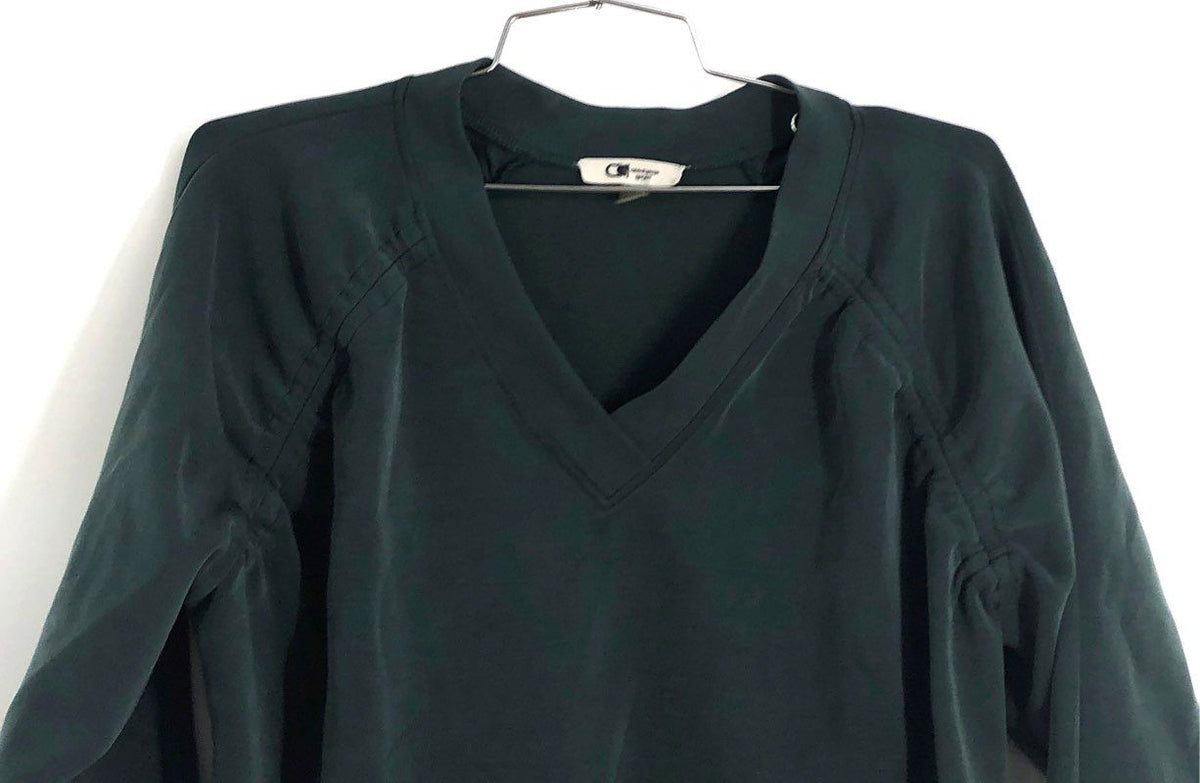Cable & Gauge Sport Women's Green Modal Blend V-Neck Pullover Top Sz XS
