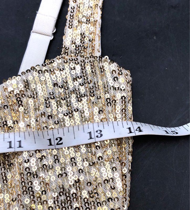 Free People Women's Gold Sequin V-Neck Bodysuit Mesh Thong NWT Size S