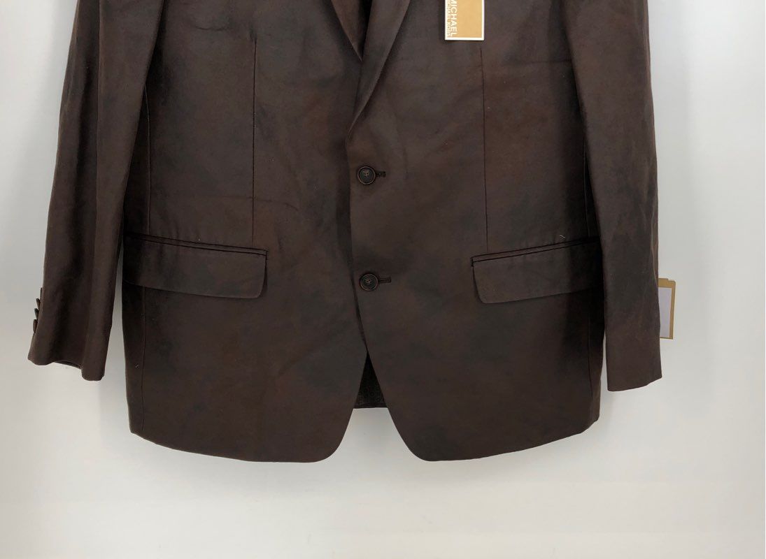 NWT Michael Kors Men&#39;s Brown Notch Lapel Single-Breasted Blazer - Size 44R