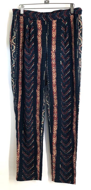 Lauren Ralph Lauren Women's Blue Red Bohemian Ikat Stripe Chevron Pants Sz 6