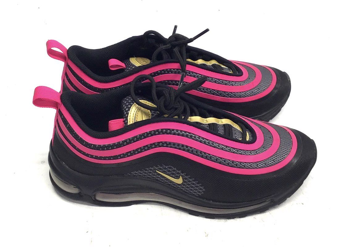 Nike Air Max 97 Black Pink Gold Youth Running Shoes Size 6Y