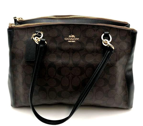 Coach Y2k Black\Brown Signature Print 'Christie Carry All' Tote Bag (+COA)
