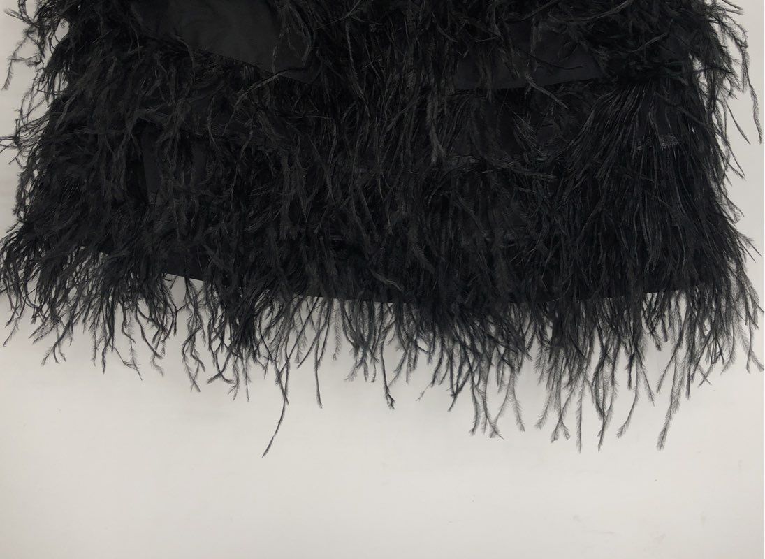 NWT Gianni Bini Women's Black Midnight Glamour Feather Mini Skirt - Size L