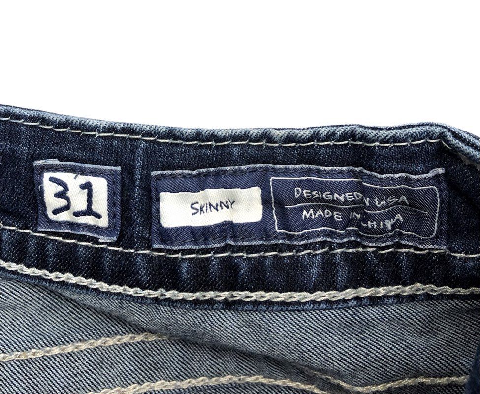 Miss Me Women's Dark Wash Skinny Jeans Embellished Pockets Stretch Sz 31