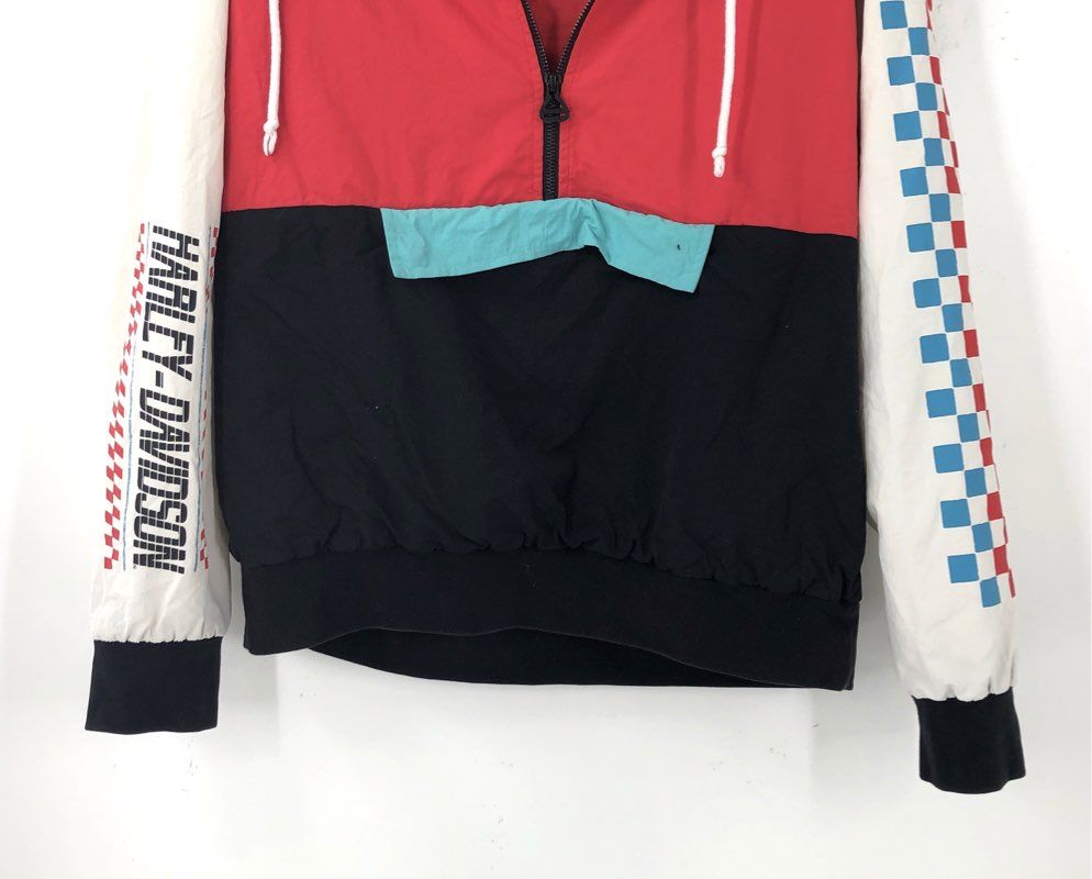 Harley-Davidson Red Colorblock Racing Pullover Anorak Windbreaker Women's M